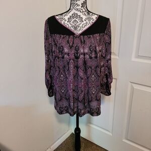 ‎BCBGeneration silk blend paisley top